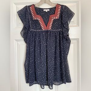 Embroidered Neckline Blouse